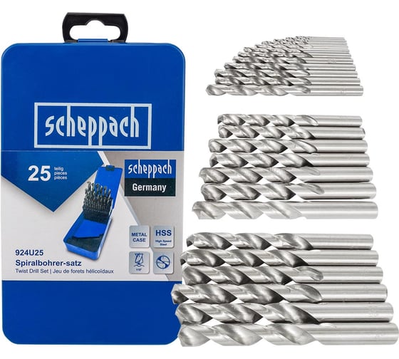 Изображение товара Набор сверл по металлу Scheppach 25 предметов Sch-924U25(62600)