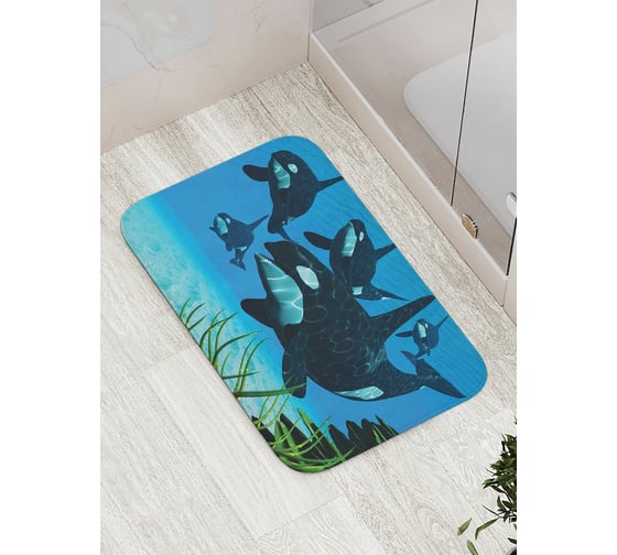 Изображение товара Коврик противоскользящий JoyArty "Касатки" для ванной, сауны, бассейна, bath_9513