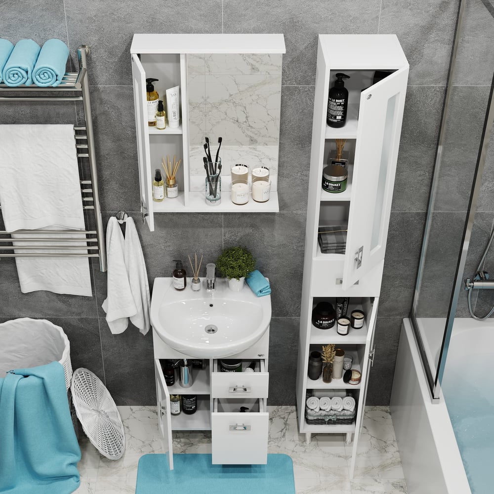 Изображение товара Шкаф-зеркало Onika Кристалл 58 белый с подсветкой