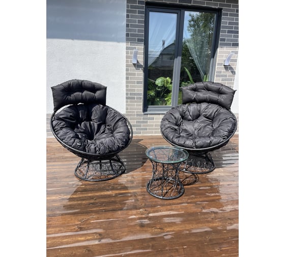 Изображение товара Набор садовый Лаура ПАПАСАН ПЛЮС с подголовником черный (черный, полиэстер) PAPSpl_PDN_kmpt_104