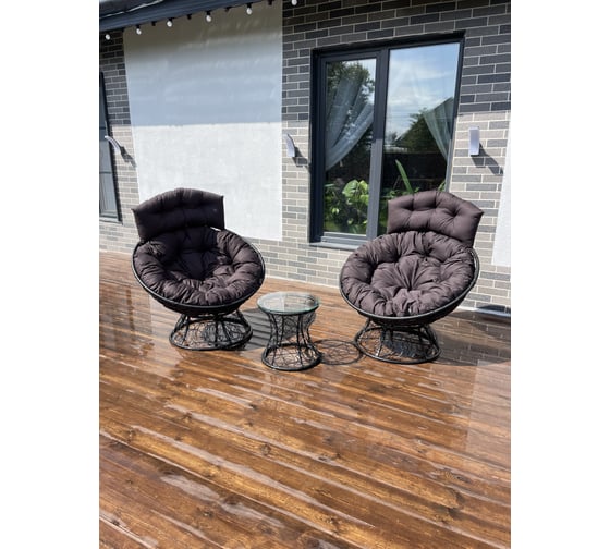 Изображение товара Набор садовый Лаура ПАПАСАН ПЛЮС с подголовником черный (коричневый, полиэстер) PAPSpl_PDN_kmpt_102