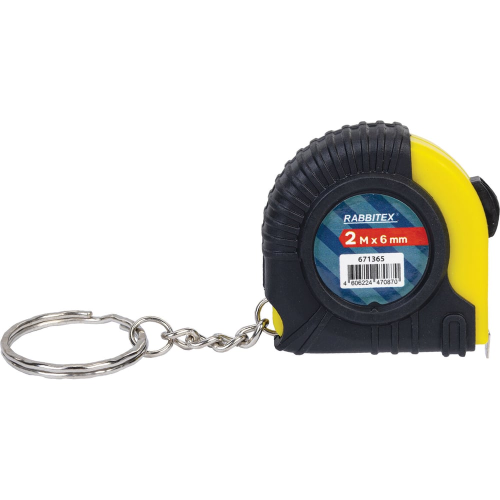 Изображение товара Рулетка-брелок RABBITEX 2,0мх6мм с клипсой яркая компактная