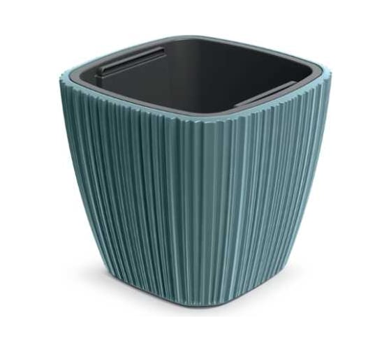 Изображение товара Кашпо пластик с вкладышем ФлораПласт ORO квадрат d29х29см h27см 8/15л сканди синий 073055