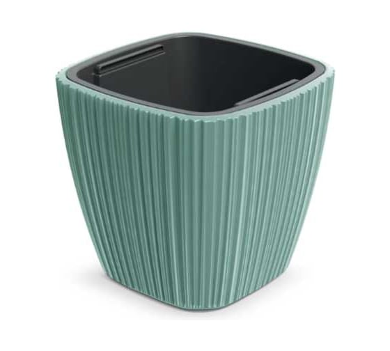 Изображение товара Кашпо пластик с вкладышем ФлораПласт ORO квадрат d29х29см h27см 8/15л мята 073056