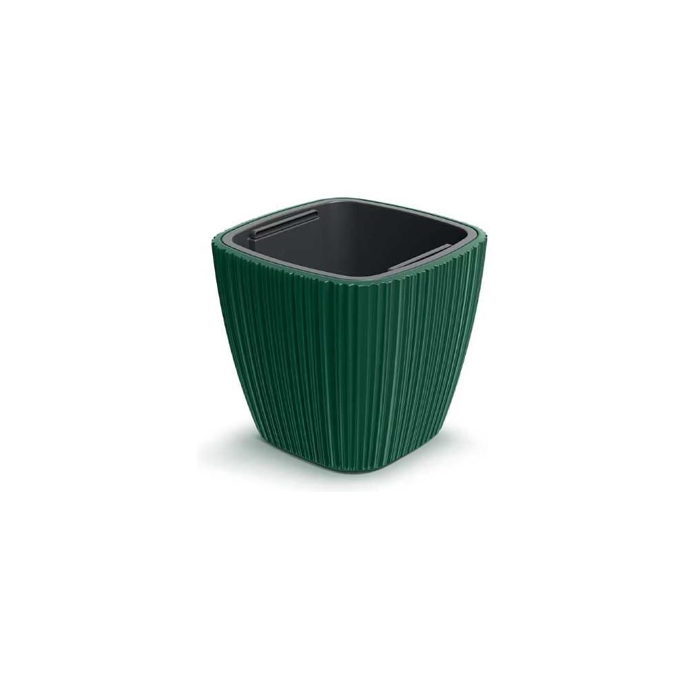 Изображение товара Кашпо пластиковое квадратное с вкладышем ФлораПласт ORO d29х29см зеленое