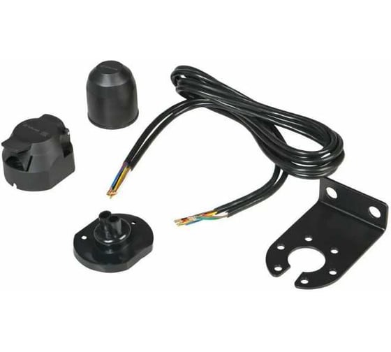 Изображение товара Проводка фаркопа с розеткой Airline 12В, 7 контактов, 1.9 м, с блоком согласования, усиленный подрозетник, колпак, универсальный AEBI007