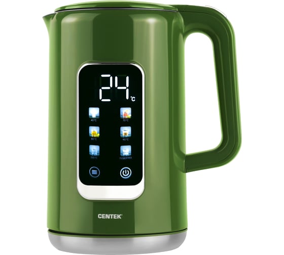 Изображение товара Чайник Centek CT-1003 (зеленый) 1,7л 2200Вт 2стенки Сталь без шва Умный Сенсор LED-дисплей CT-1003 Green