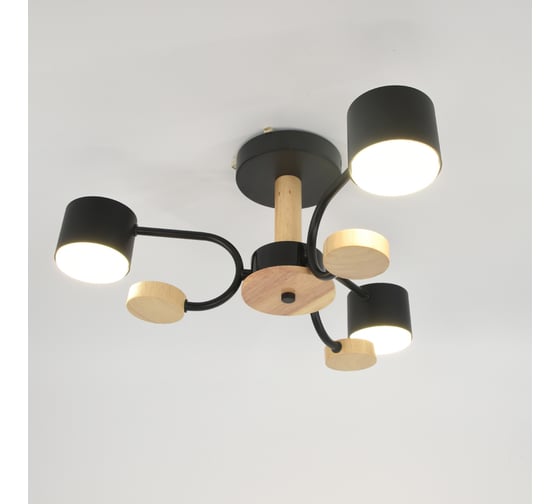 Изображение товара Люстра под лампу General Lighting Systems Альберо GCHL-3GX53-M черная, дерево 662209