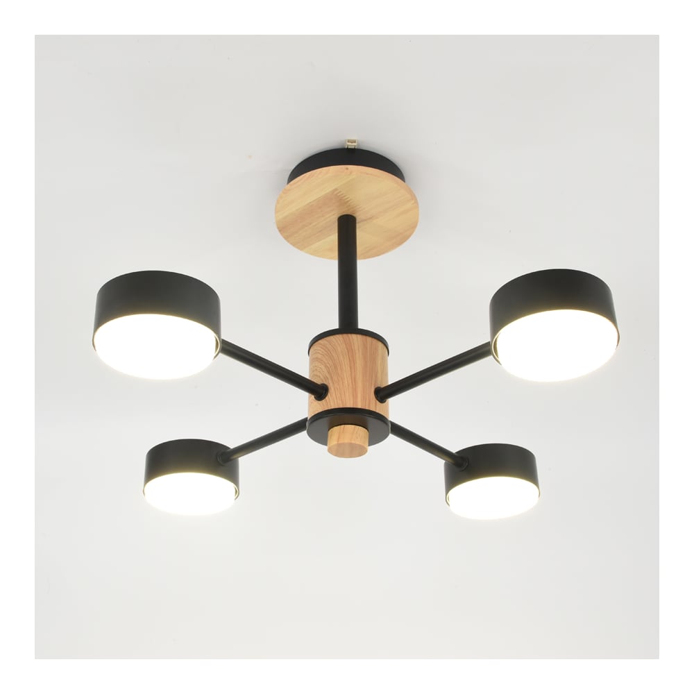 Изображение товара Люстра Элизиум GCHL-4GX53-M черная с деревянными элементами