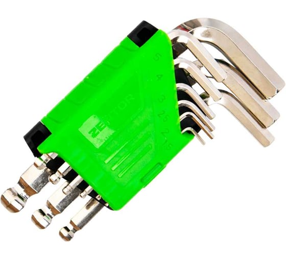 Изображение товара Набор коротких шестигранных ключей с шаровидным концом Zentor 9 шт. ZT17101S