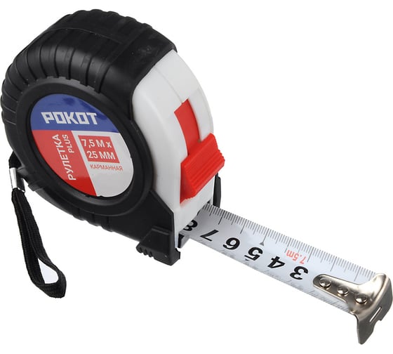 Изображение товара Карманная рулетка РОКОТ PLUS, 7,5мх25мм 658-043