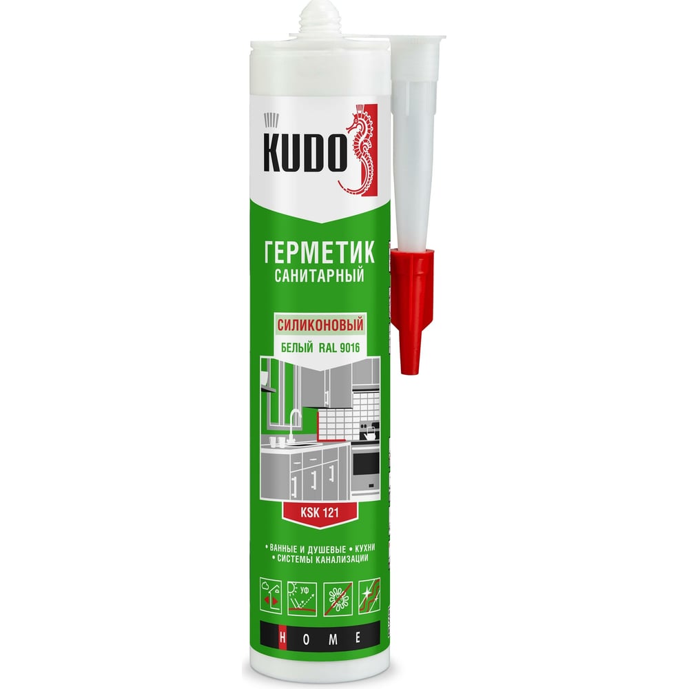 Санитарный силиконовый герметик KUDO герметик силиконовый универсальный kudo ksk 106 280 мл шоколадно коричневый нейтральный