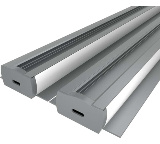 Изображение товара Комплект профиля Ledcraft LC-LPN4916M16-1x2Silver 2 шт серебро (1м профиль+1м рассеиватель 2шт+2 заглушки+2 крепежа) 1616140101