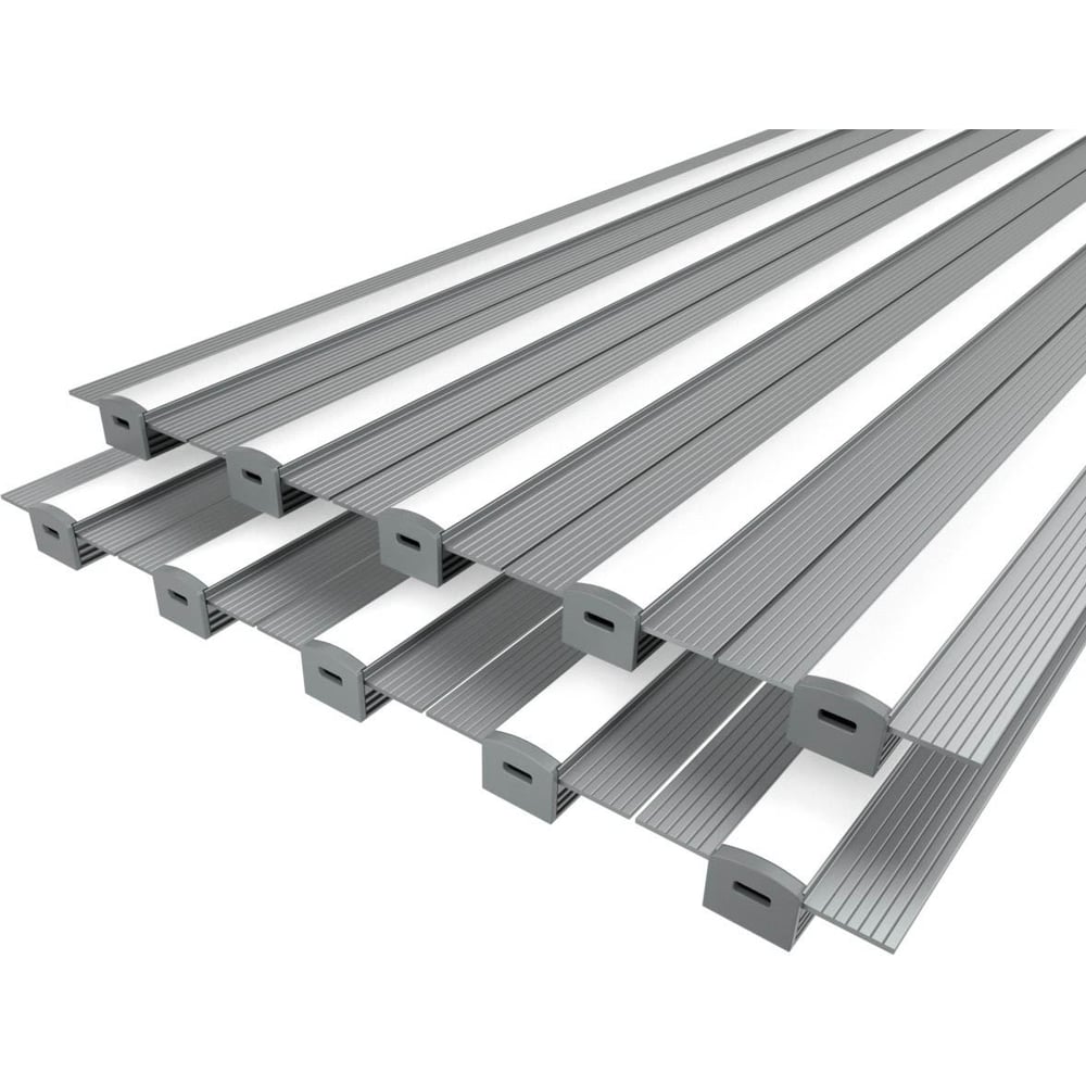 Изображение товара Комплект алюминиевого профиля для LED подсветки 10 шт 1 м серебро Ledcraft LC-LPSH1246M16-1x10