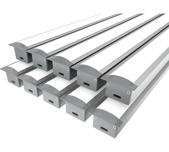 Изображение товара Комплект профиля Ledcraft LC-LPV2537M28-1x10Silver 10 шт серебро (1м профиль+1м рассеиватель+2 заглушки+комплект шурупов) 1616140697