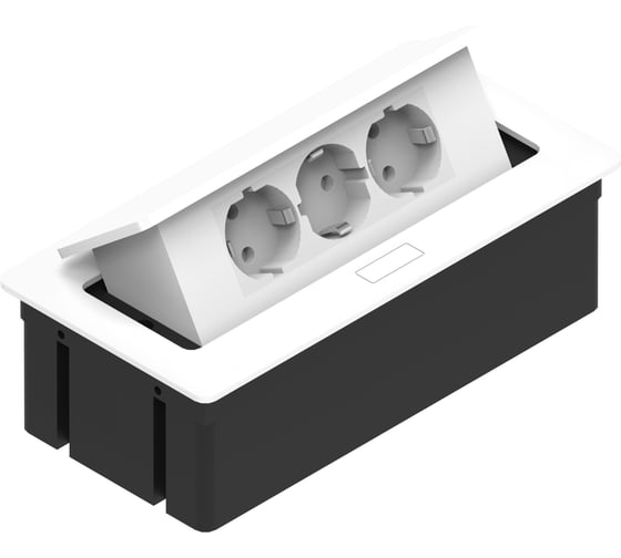 Изображение товара Прямоугольный удлинитель для стола REJS KWADRO 3x schuko кабель с вилкой белый TR19.0003.08.013
