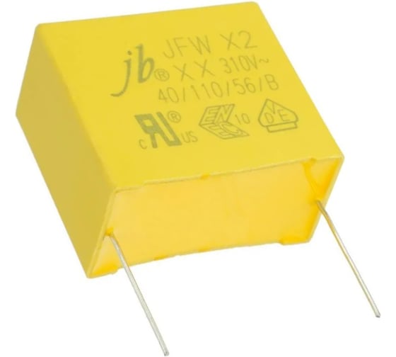 Изображение товара Конденсатор подавления ЭМП JB Capacitors JFW X2 (6шт.) 0.47мкФ, 310В (AC), 110C, (18x8.5x14.5 / P:15 мм), (474K), JFW0A9474K150000B03-419 (6)