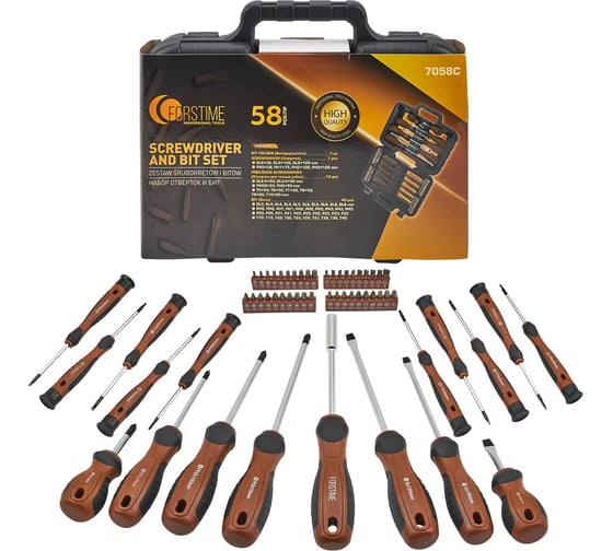 Изображение товара Отвертки в комплекте с битами FORSTIME набор 58 предметов FT-7058C(65995)