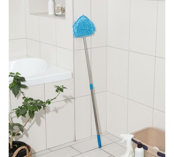 Изображение товара Окномойка Доляна фигурная, с телескопической стальной ручкой, цвет микс, 13х13х55 см 3092740