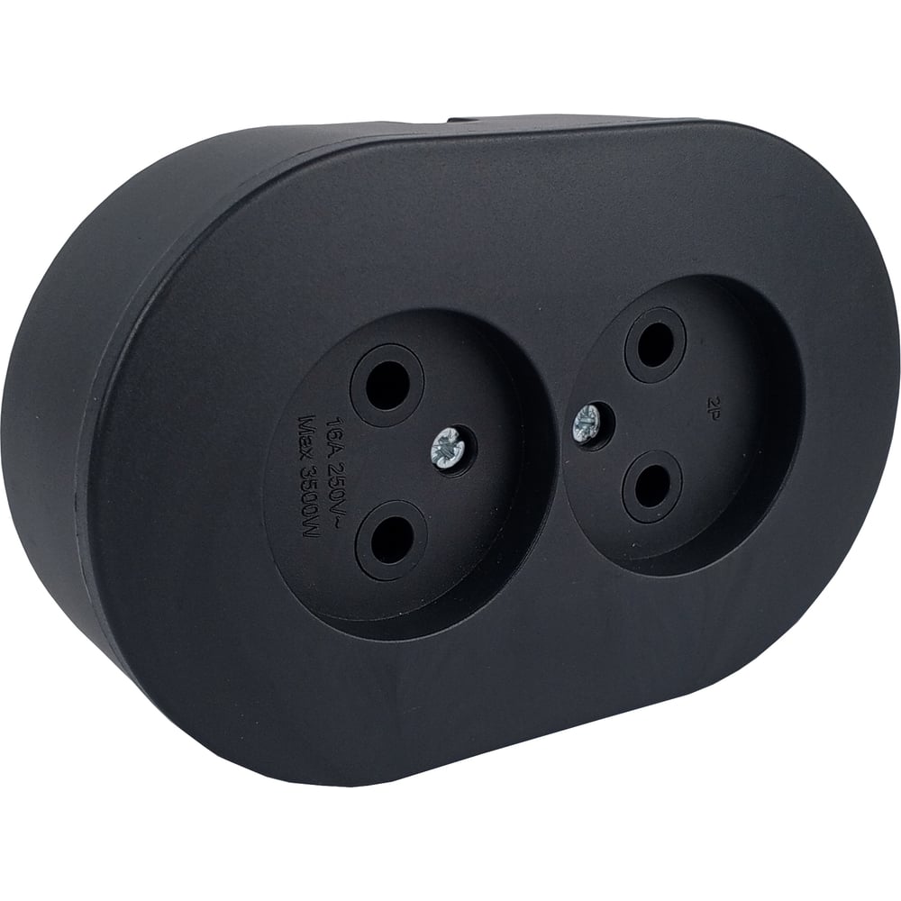 Изображение товара Двойная электросетевая розетка OVIVO xONE черная IP20 2 поста 16А