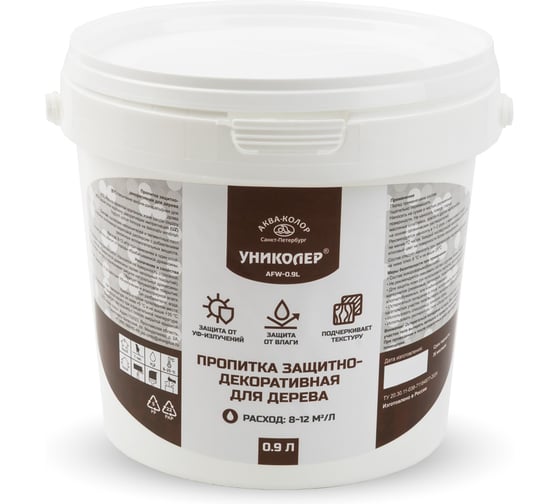 Изображение товара Пропитка защитно-декоративная УНИКОЛЕР для дерева AFW-0.9L Палисандр 775322