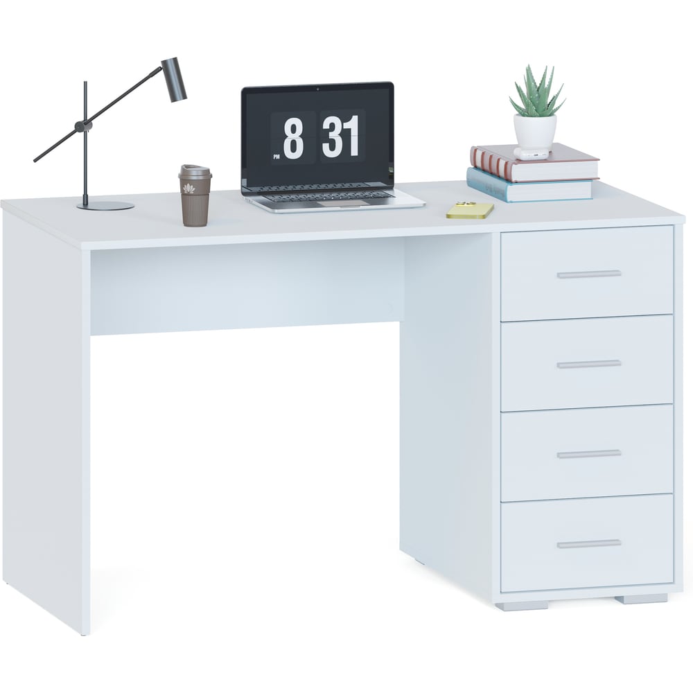 Изображение товара Стол письменный СОКОЛ СПм-353 белый - 1200 мм, 4 ящика, тумба