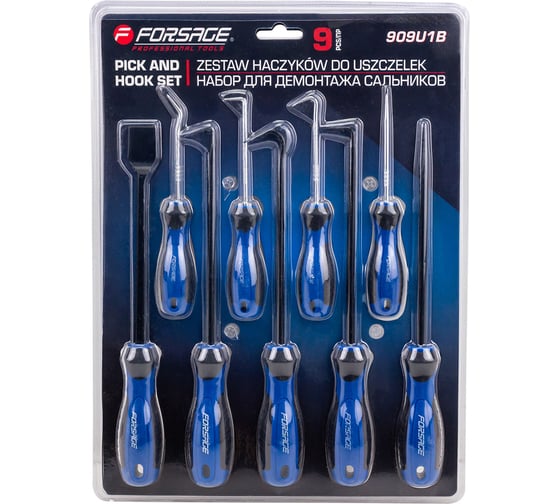Изображение товара Съемники (крючки) для демонтажа сальников Forsage набор 9 предметов F-909U1B(65978)