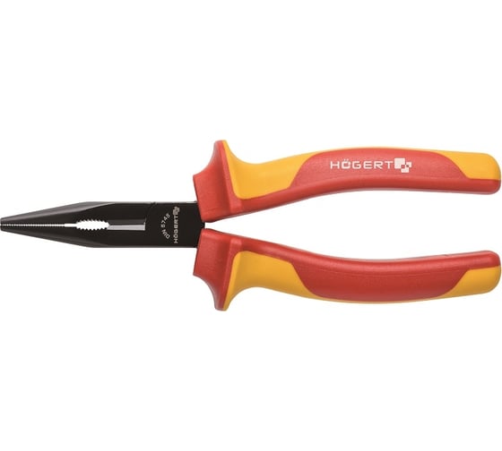 Изображение товара Изолированные удлиненные пассатижи HOEGERT TECHNIK с прямыми полукруглыми губками 160 мм HT1P913