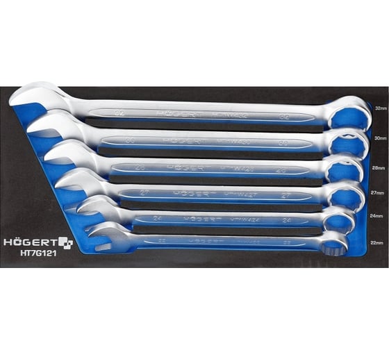 Изображение товара Набор комбинированных ключей HOEGERT TECHNIK 6 шт., ложемент EVA HT7G121