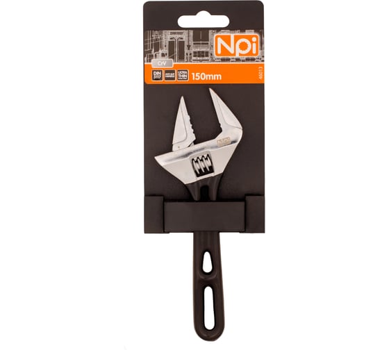 Изображение товара Ключ разводной узкий NPI 150мм, CrV 46013
