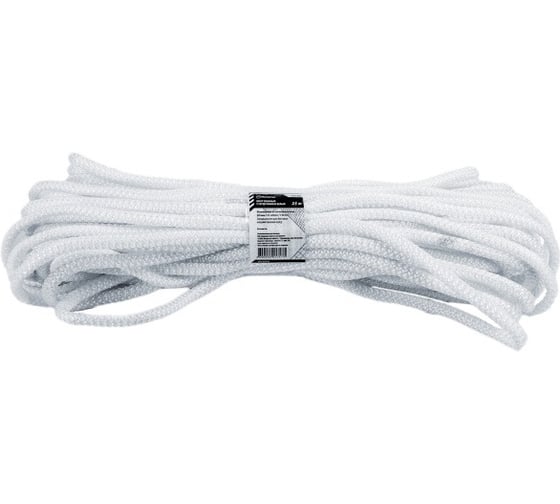 Изображение товара Шнур вязаный полипропиленовый с сердечником Политех белый, Ф8 мм, 25м, 23 ктекс, 140 кгс 8001090