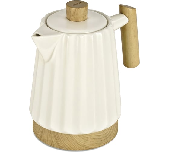 Изображение товара Чайник Centek 1.7л, 2000W, белый / под дерево керамика, круглая пластик база CT-0068