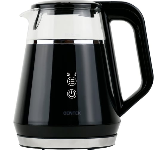 Изображение товара Чайник Centek стекло 1л, 1100Вт, LED подсветка, цифров дисплей, защита от вкл б/воды, фильтр CT-0019