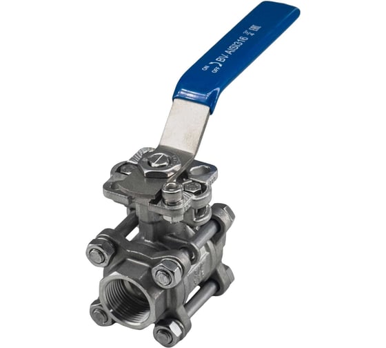 Изображение товара Кран шаровый муфтовый под привод NEWKEY нержавеющий (3PC), AISI316 DN20 (3/4"), (CF8M), PN64 NK-BMTp20/6