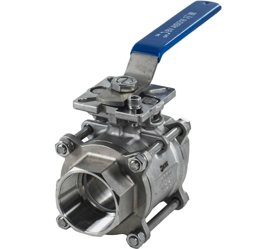 Изображение товара Кран шаровый муфтовый под привод NEWKEY нержавеющий (3PC), AISI316 DN65 (2_1/2"), (CF8M), PN25 NK-BMTp65/6