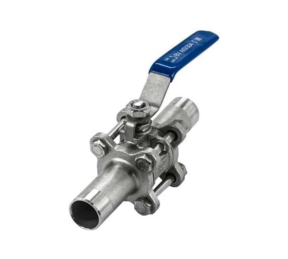 Изображение товара Кран шаровый приварной трехсоставной NEWKEY нержавеющий (3PC), AISI304 DN20 (3/4"), (CF8), PN64 NK-BE20/4