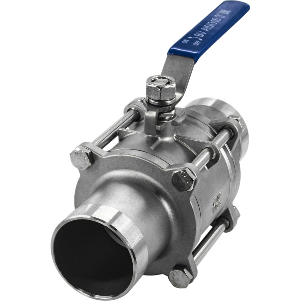 Изображение товара Кран шаровый приварной трехсоставной из нержавеющей стали DN80 NEWKEY