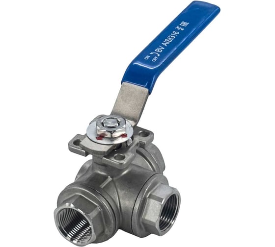 Изображение товара Кран шаровый трехходовой (L-тип) нержавеющий NEWKEY AISI316 DN20 (3/4"), (CF8M), PN64 NK-BTl20/6