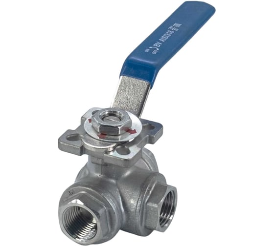 Изображение товара Кран шаровый трехходовой (T-тип) нержавеющий NEWKEY AISI316 DN10 (3/8"), (CF8M), PN64 NK-BTt10/6