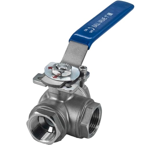 Изображение товара Кран шаровый трехходовой (L-тип) нержавеющий NEWKEY AISI316 DN25 (1"), (CF8M), PN64 NK-BTl25/6