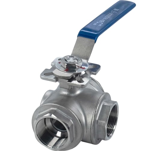 Изображение товара Кран шаровый трехходовой (T-тип) нержавеющий NEWKEY AISI304 DN32 (1_1/4"), (CF8), PN40 NK-BTt32/4