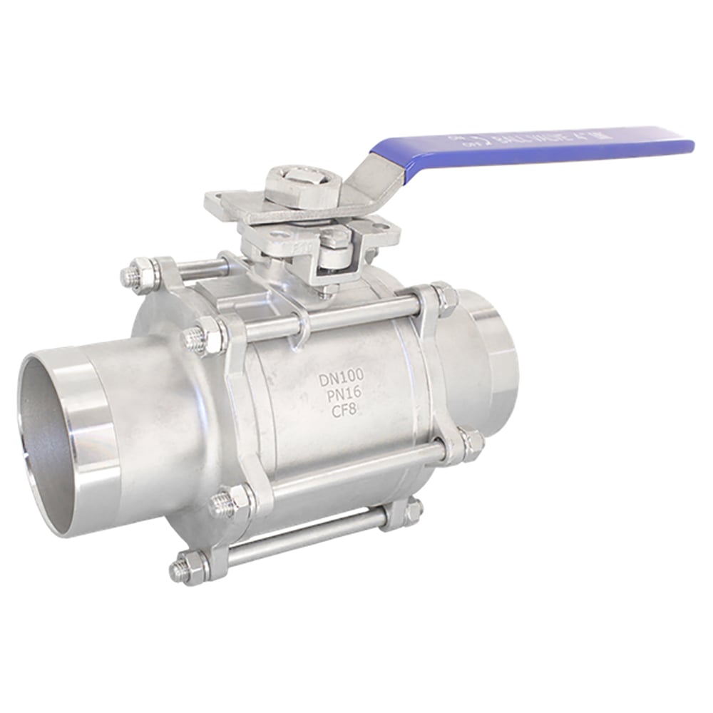 Изображение товара Кран шаровый приварной трехсоставной NEWKEY нержавеющий DN100 PN16