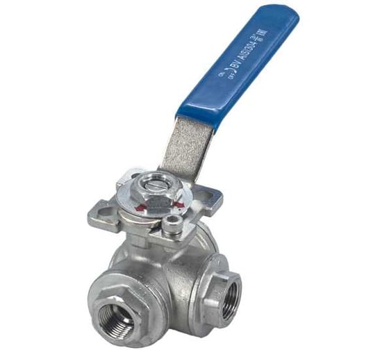 Изображение товара Кран шаровый трехходовой NEWKEY (L-тип) нержавеющий, AISI304 DN10 (3/8"), (CF8), PN64 NK-BTl10/4