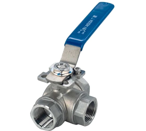 Изображение товара Кран шаровый трехходовой NEWKEY (L-тип) нержавеющий, AISI304 DN25 (1"), (CF8), PN64 NK-BTl25/4