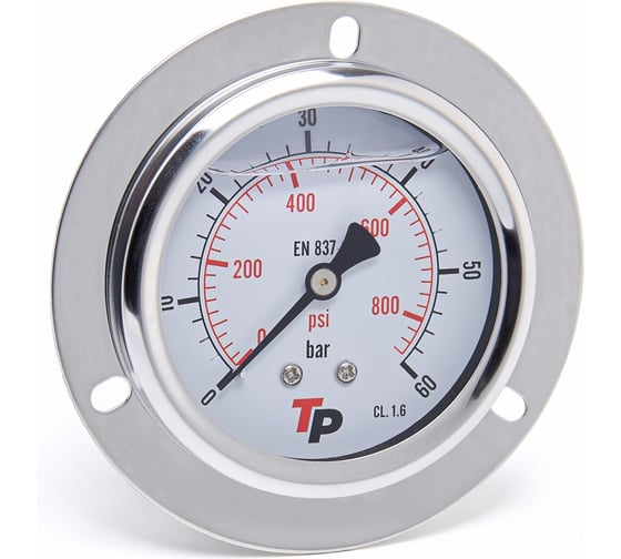 Изображение товара Манометр гидравлический Урдюга D63 мм, 0-60 bar, 1/4BSP TP фланцевый МГВФ60