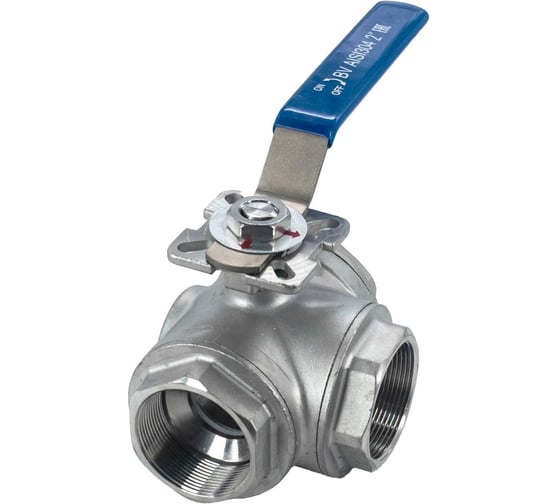 Изображение товара Кран шаровый трехходовой NEWKEY (L-тип) нержавеющий, AISI304 DN50 (2"), (CF8), PN40 NK-BTl50/4