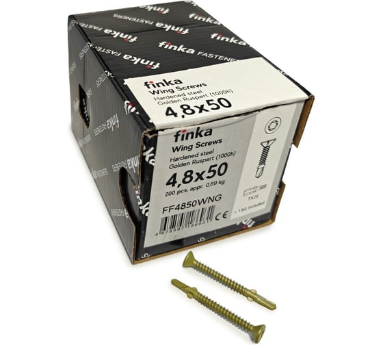 Изображение товара Шурупы флюгельные Finka Wing Screws 4,8x50 TX25 (Golden Ruspert, 200шт) FF4850WNG