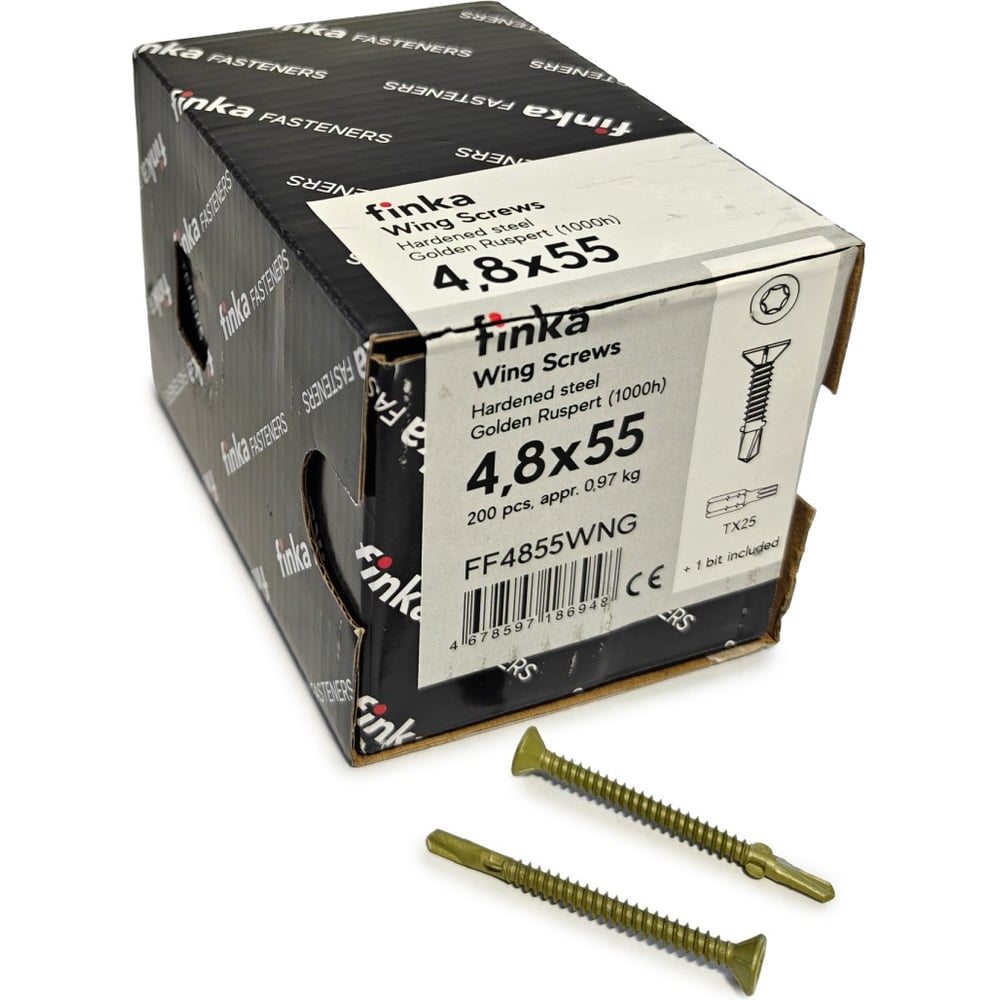 Изображение товара Шурупы флюгельные Finka Wing Screws 4,8x55 TX25 Ruspert 200 шт