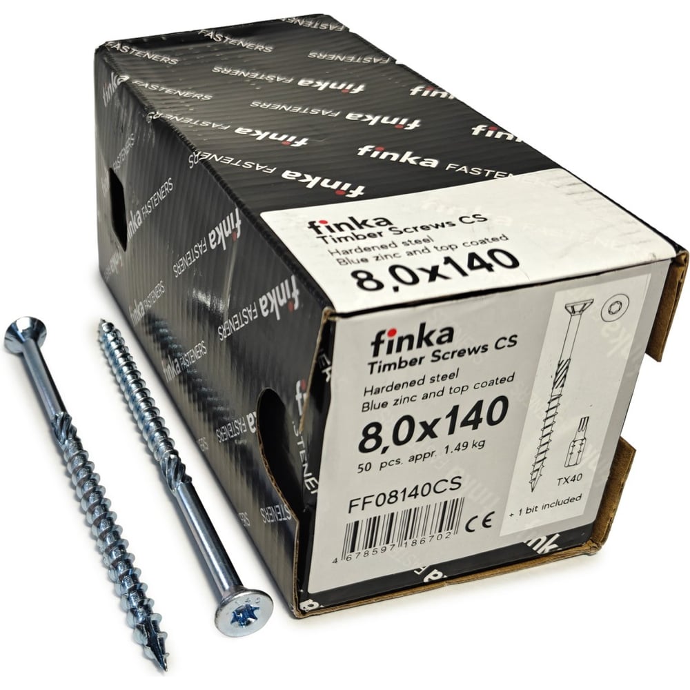Изображение товара Шурупы конструкционные Finka Timber Screws CS 8,0x140 TX40 50шт голубой цинк