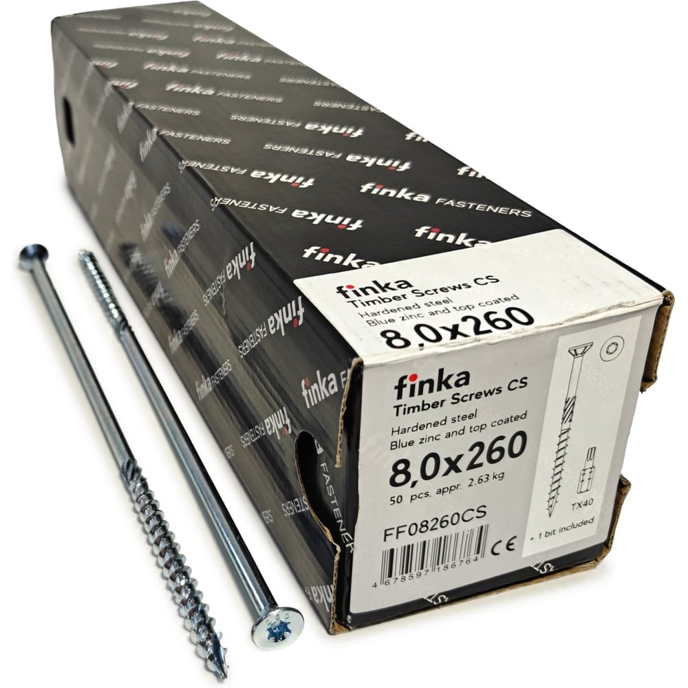 Изображение товара Конструкционные шурупы Finka Timber Screws CS 8,0x260 TX40 голубой цинк 50 шт.